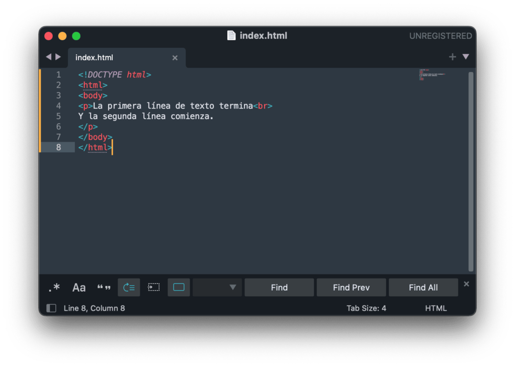 Etiqueta BR HTML con ejemplo
