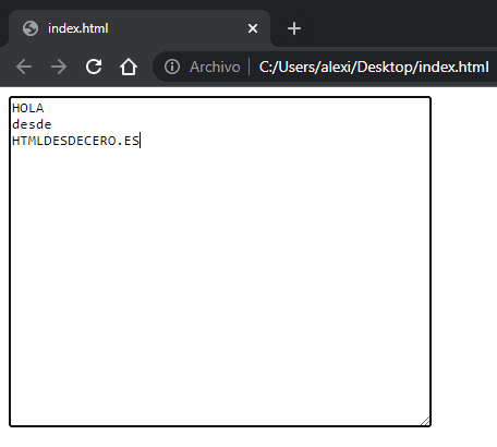 Ejemplo de Textarea en HTML