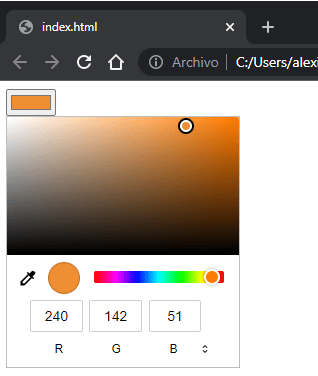Ejemplo de Type Color en HTML