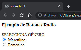 Ejemplo de Type Radio en HTML