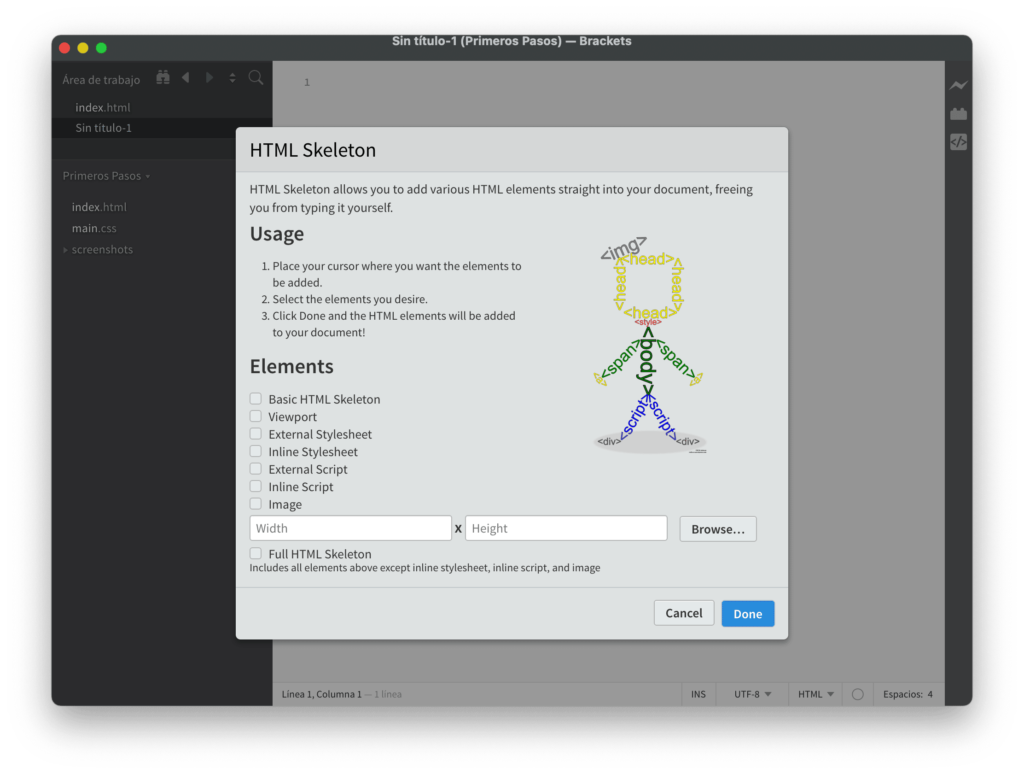 Panel de HTML Skeleton