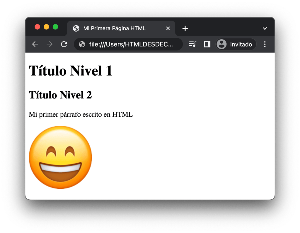 Ejemplo de estructura de código HTML