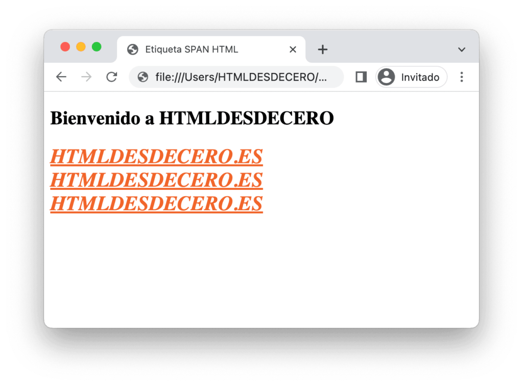 Uso de etiqueta span para reducir código y atributos HTML