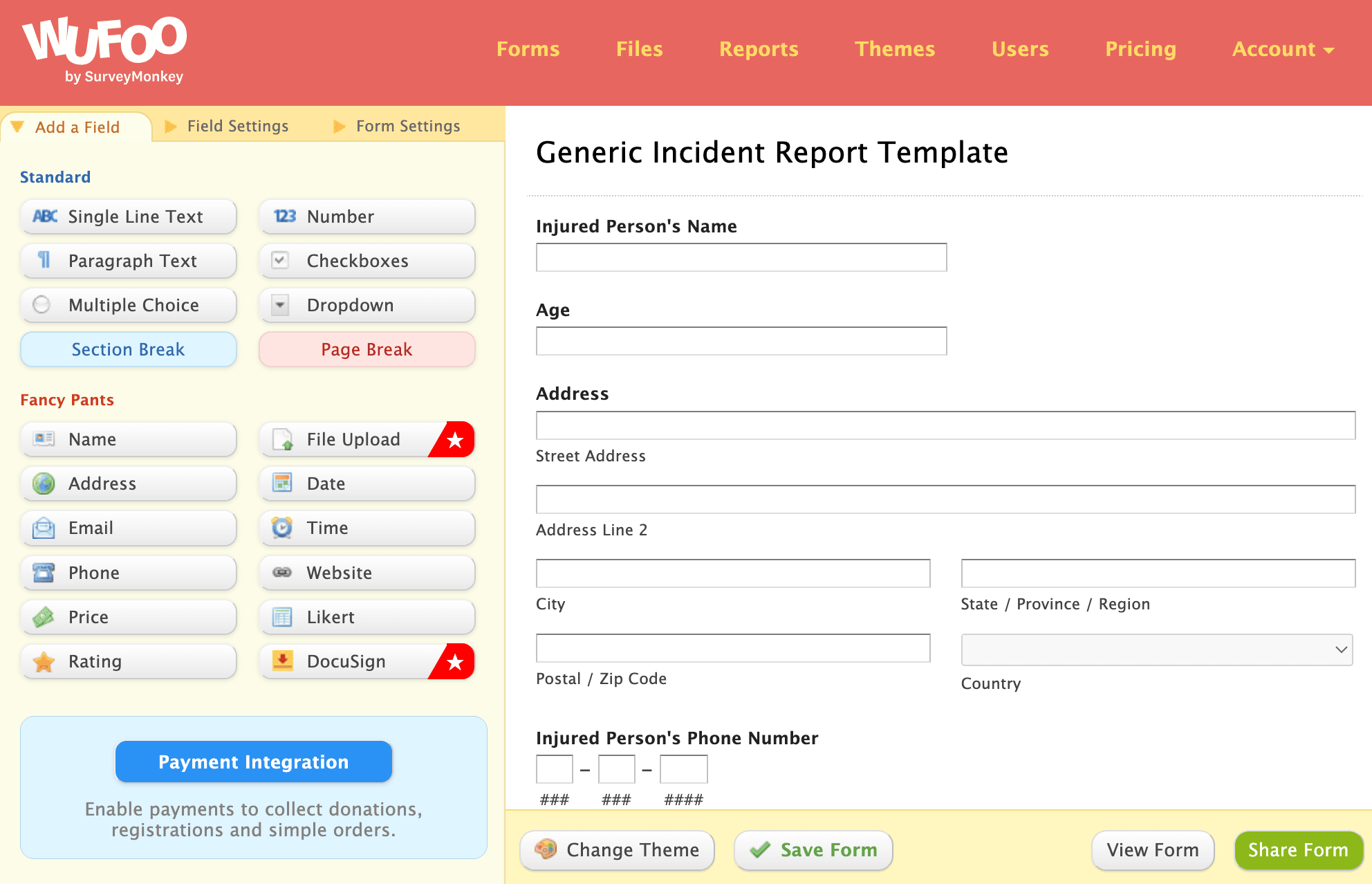 Wufoo para crear formulario HTML y descargarlo