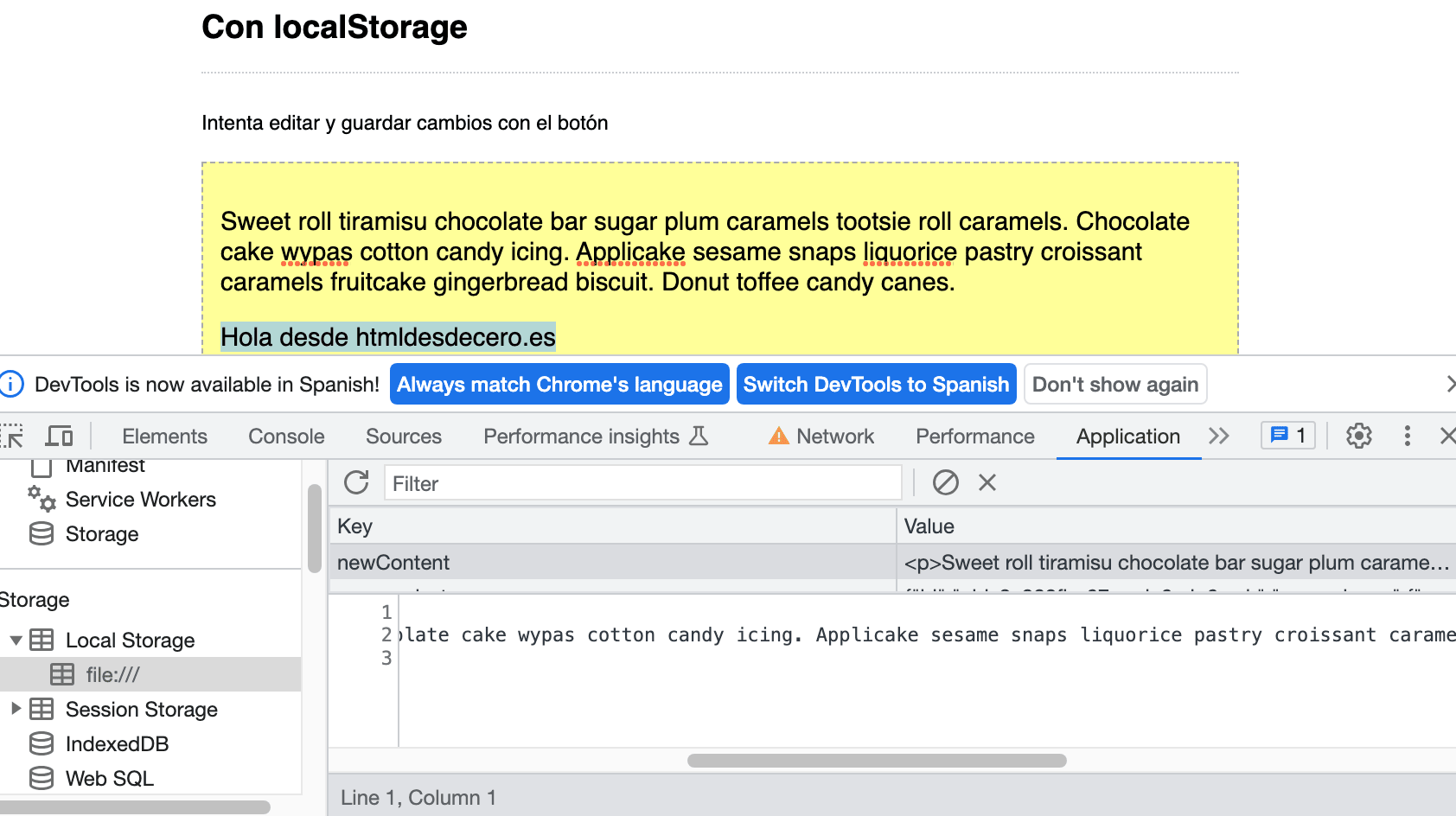 Cambios guardados en localStorage
