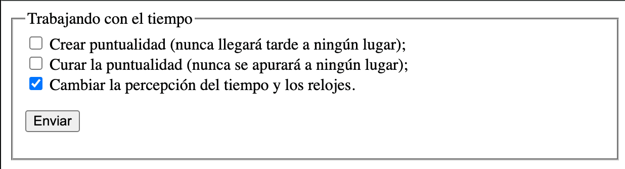 Ejemplo de uso de fieldset