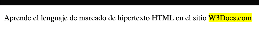 Ejemplo de salida de etiqueta HTML mark