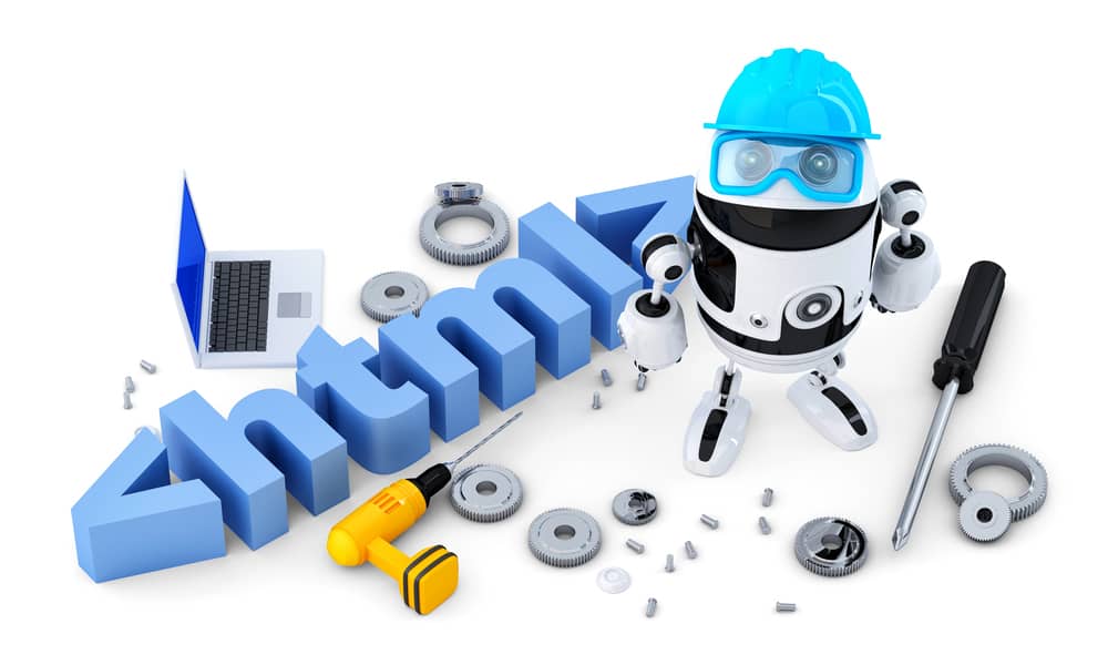 Robot con letrero HTML