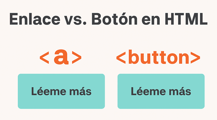 Ilustración de la diferencia entre enlace y botón en HTML a nivel de diseño.
